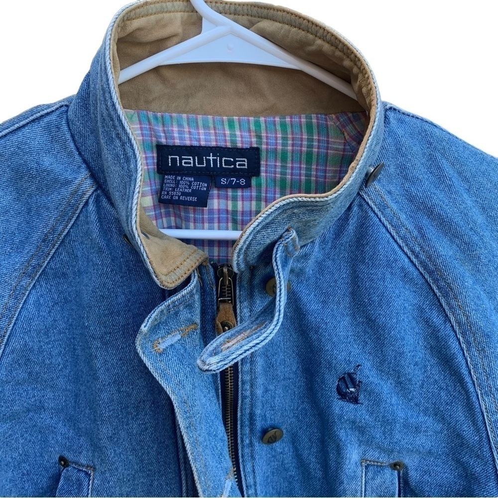 Vintage Nautica Women’s Blue Jean Denim Coat Plaid Liner Small - Picture 3 of 10